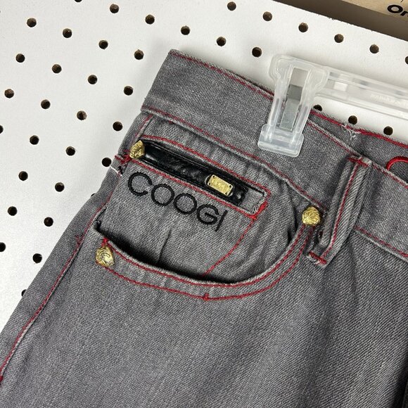 Coogi Y2K Baggy Jeans 34x34 Wide Leg Streetwear Hip Hop Gray Gold Stitched 90s - Picture 6 of 8